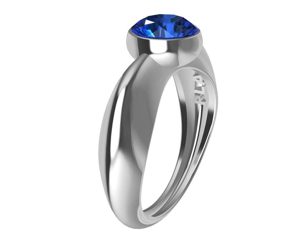 For Sale:  Platinum 1.4 Carat Blue Sapphire Sculpture Ring 4