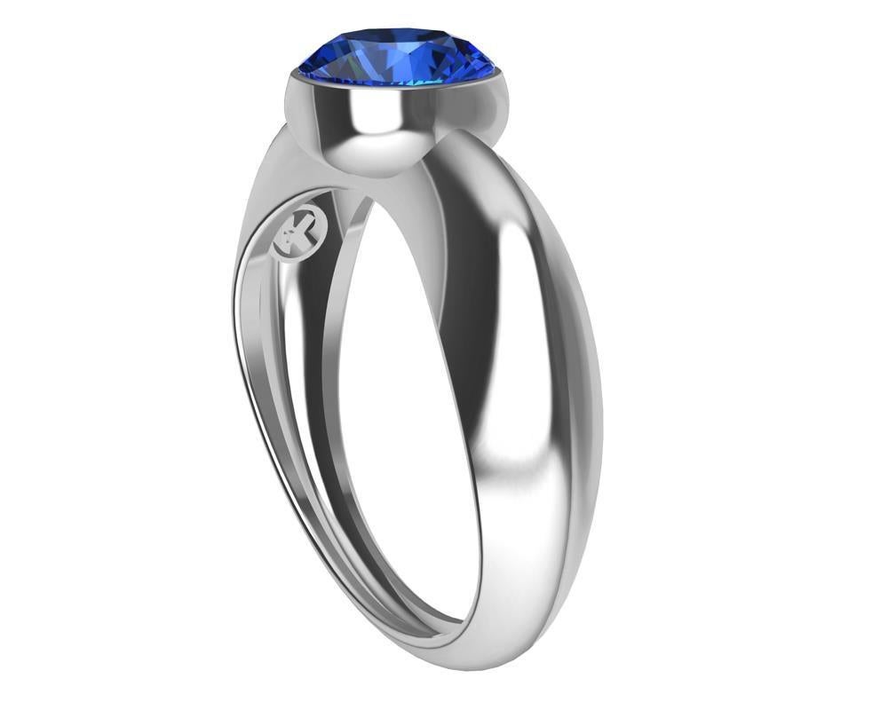 For Sale:  Platinum 1.4 Carat Blue Sapphire Sculpture Ring 5