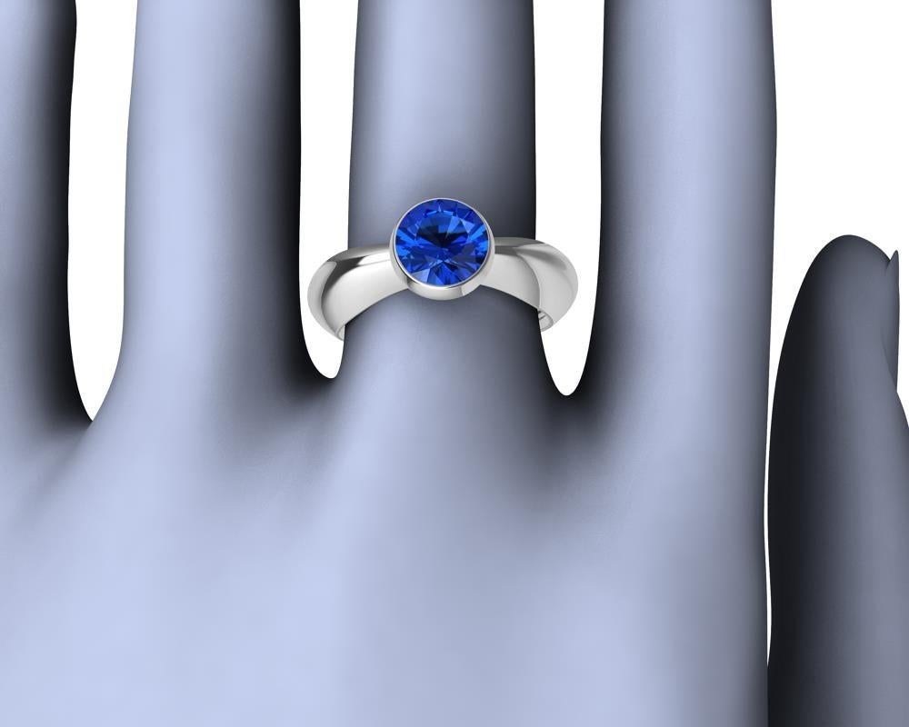 For Sale:  Platinum 1.4 Carat Blue Sapphire Sculpture Ring 6