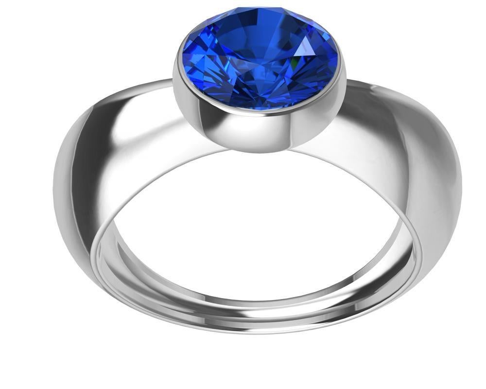For Sale:  Platinum 1.4 Carat Blue Sapphire Sculpture Ring 9