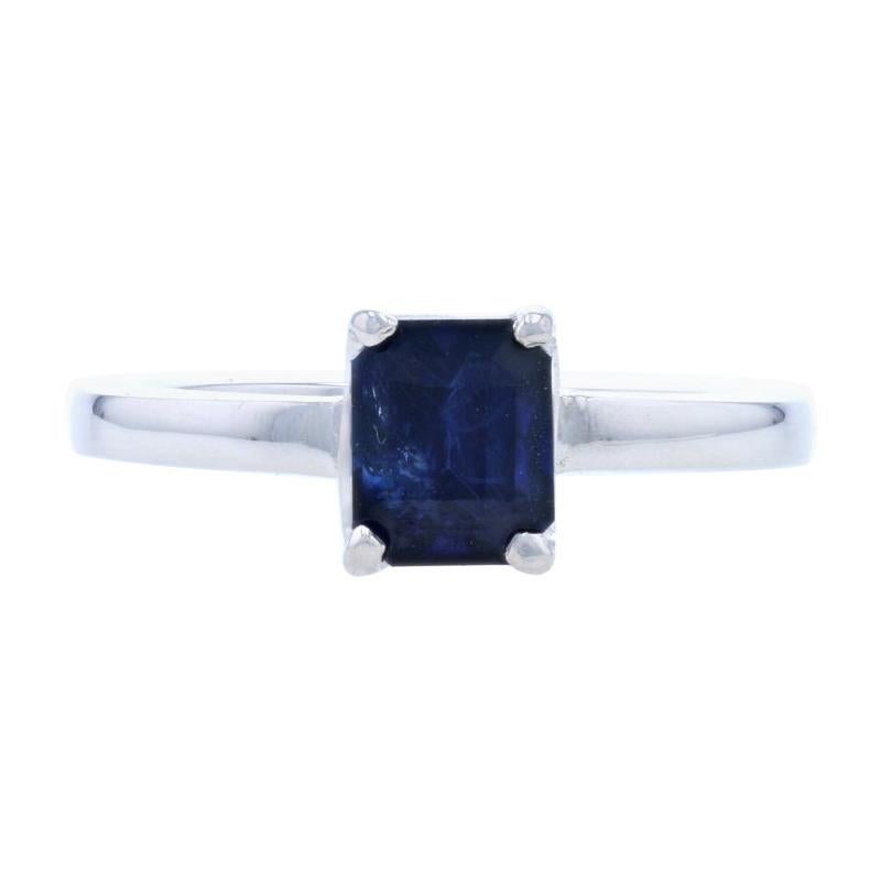 Platinum Sapphire Solitaire Ring, 950 Emerald Cut 1.52ct Engagement For Sale