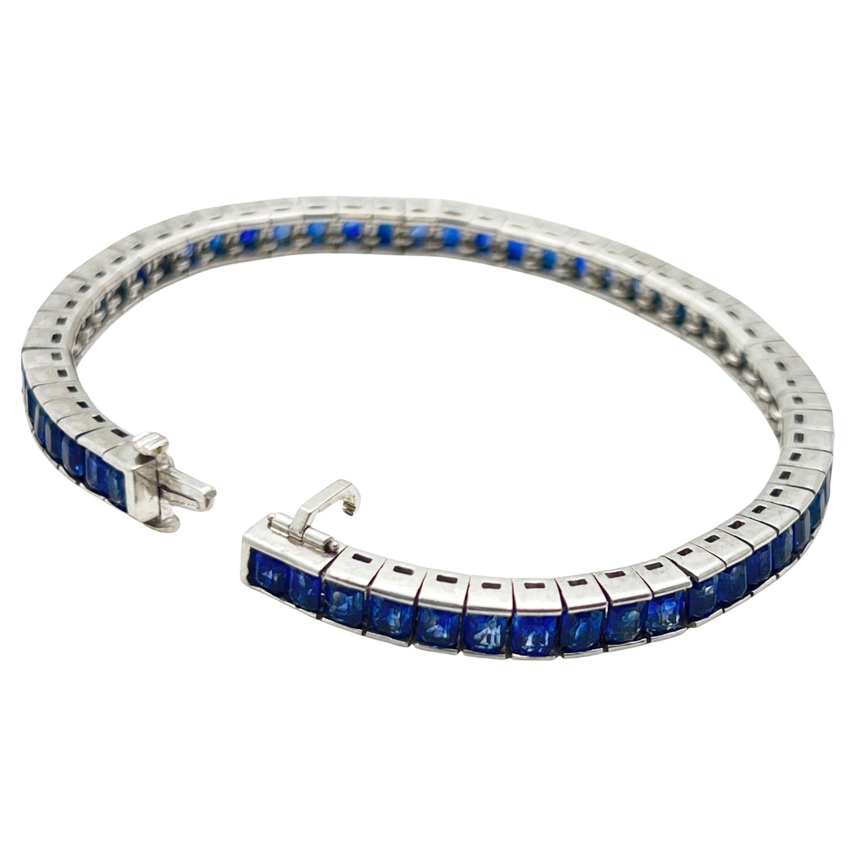 Pulsera recta zafiro platino en venta 2