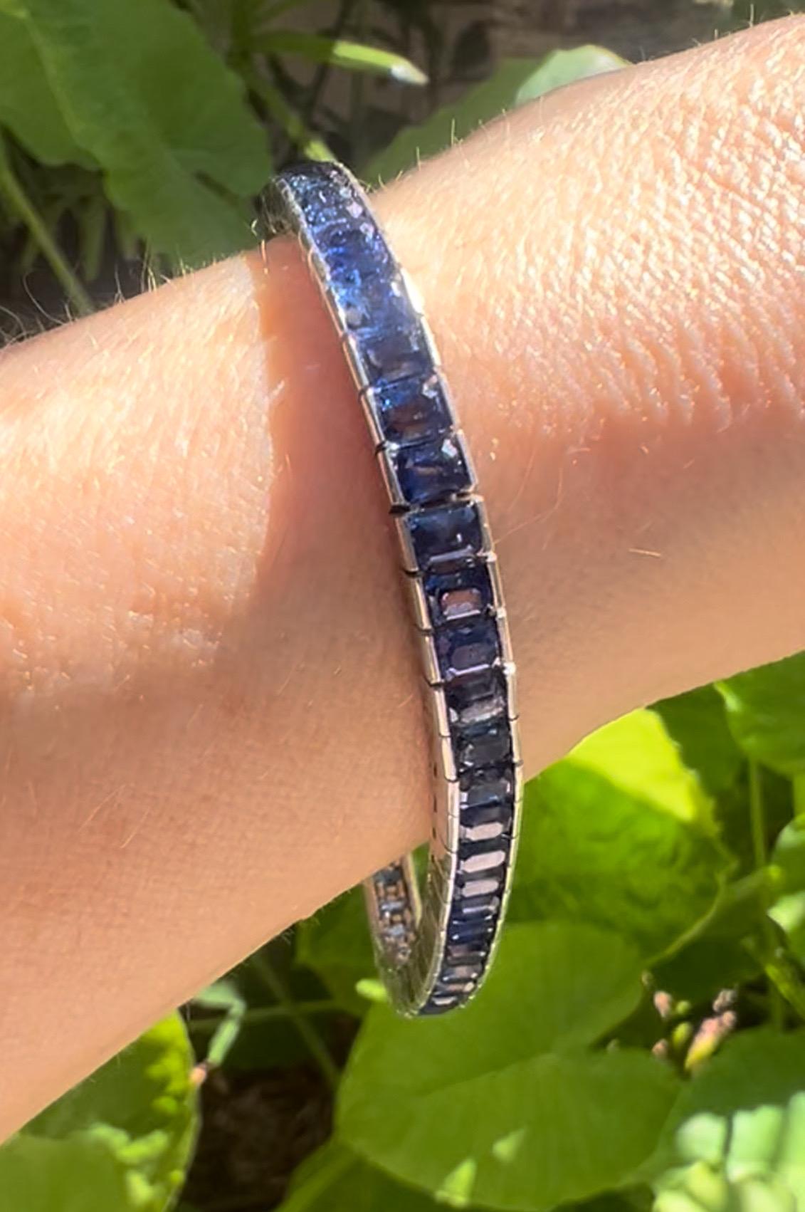 Pulsera recta zafiro platino en venta 3