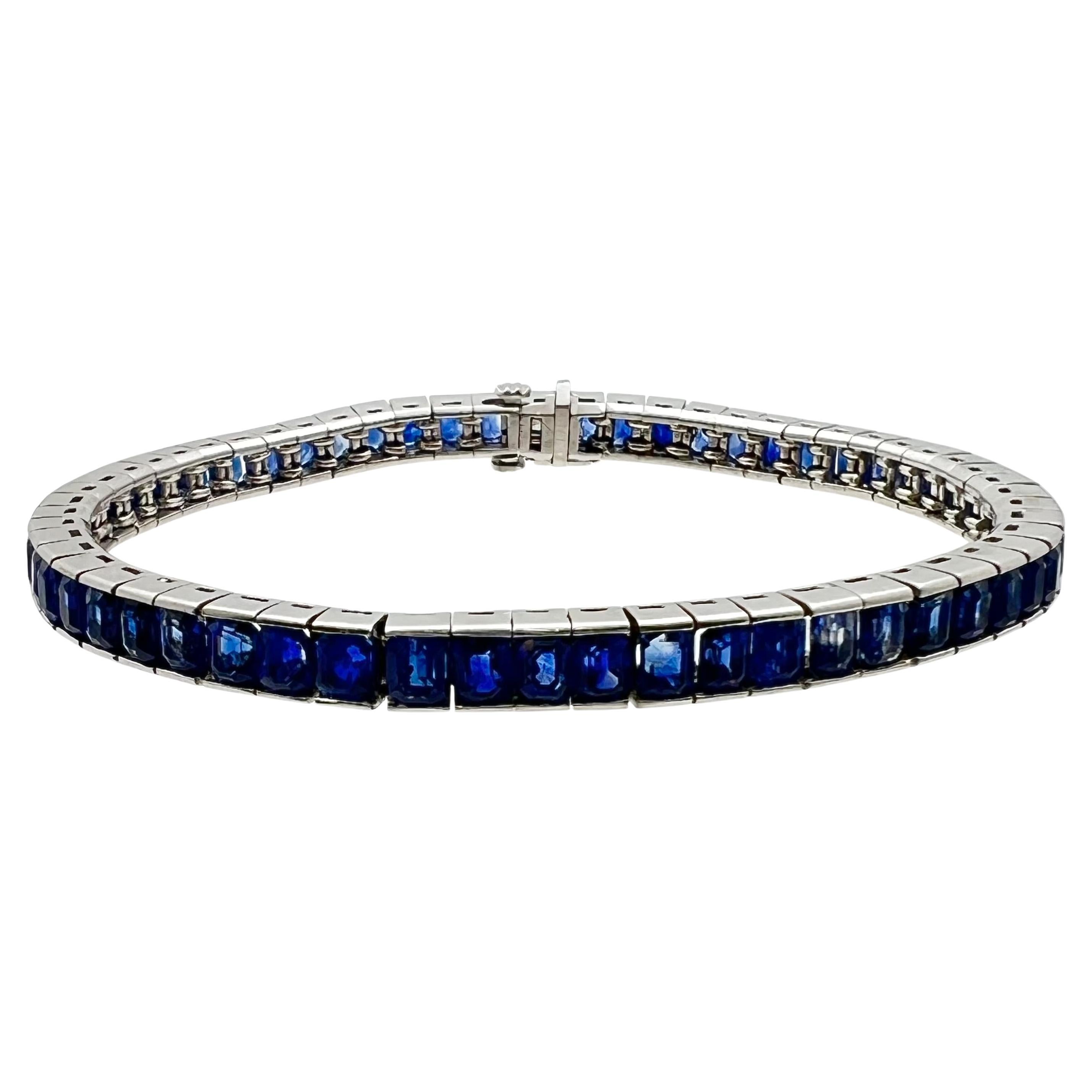 Pulsera recta zafiro platino en venta