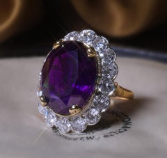 Platinum Sapphire Unheated Purple Diamond GIA Ring Antique Old Mine 17.37 CTS!