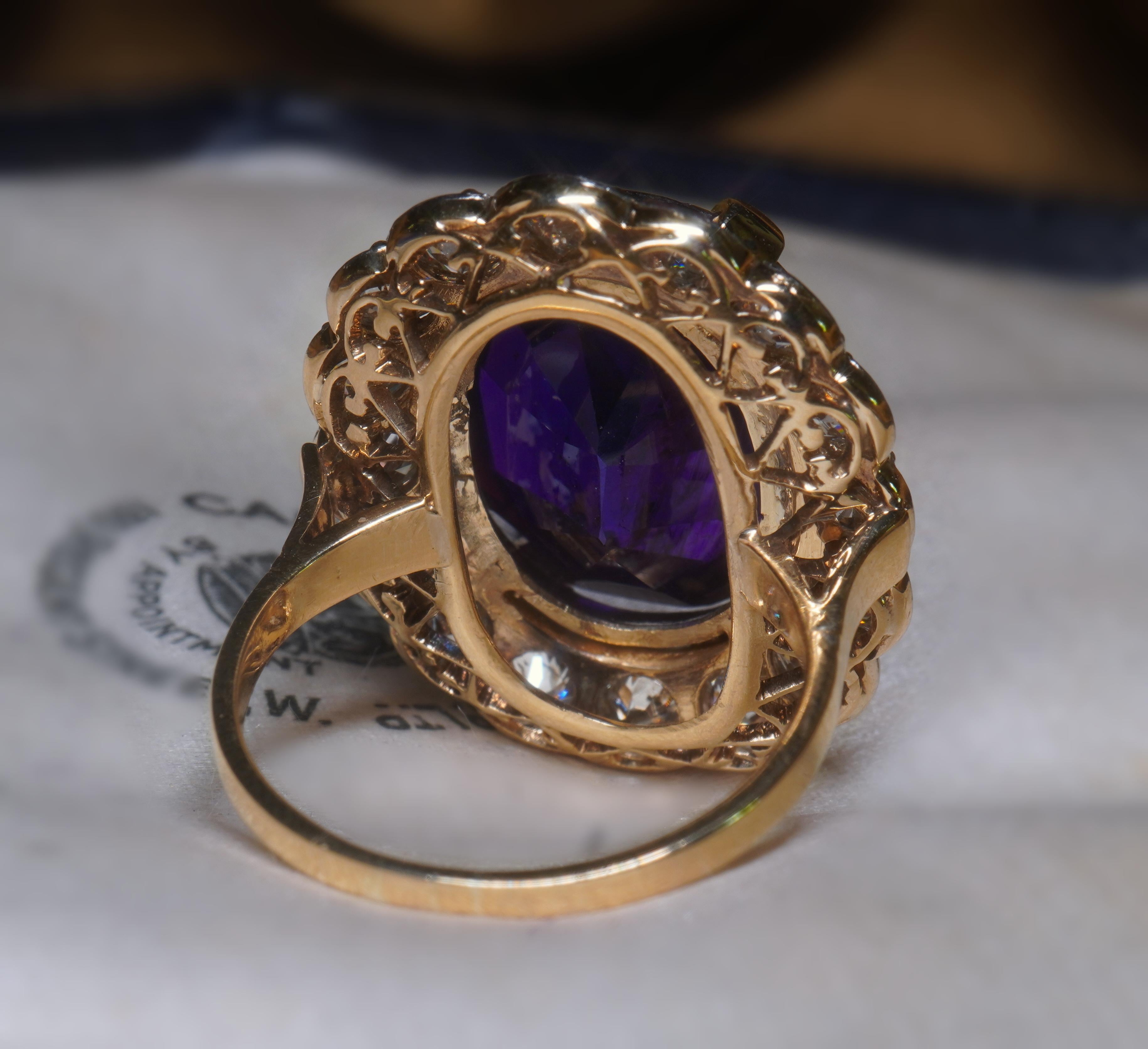 De las mujeres Platinum Sapphire Unheated Purple Diamond GIA Ring Antique Old Mine 17.37 CTS! en venta