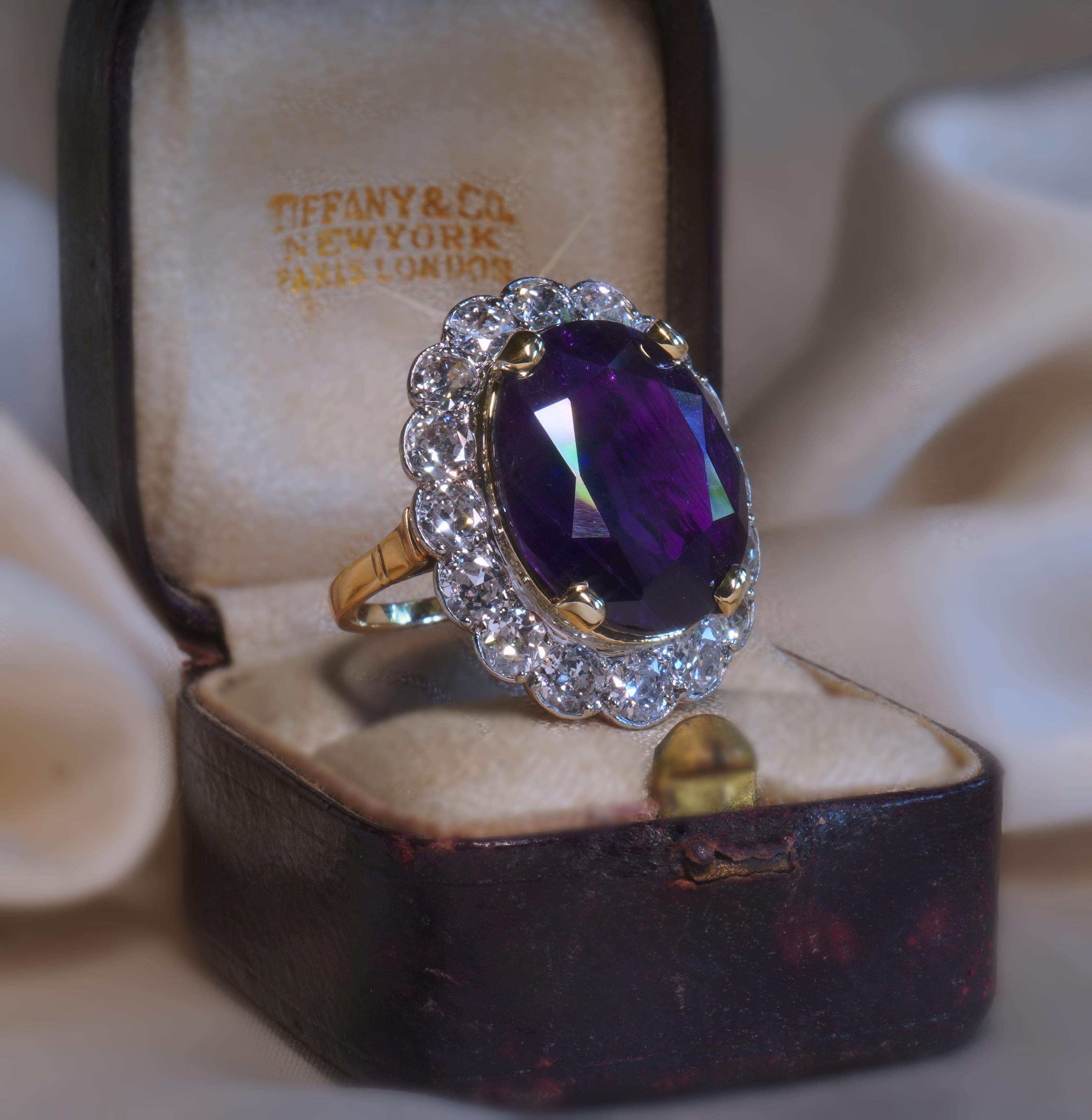 Platinum Sapphire Unheated Purple Diamond GIA Ring Antique Old Mine 17.37 CTS! en venta 1