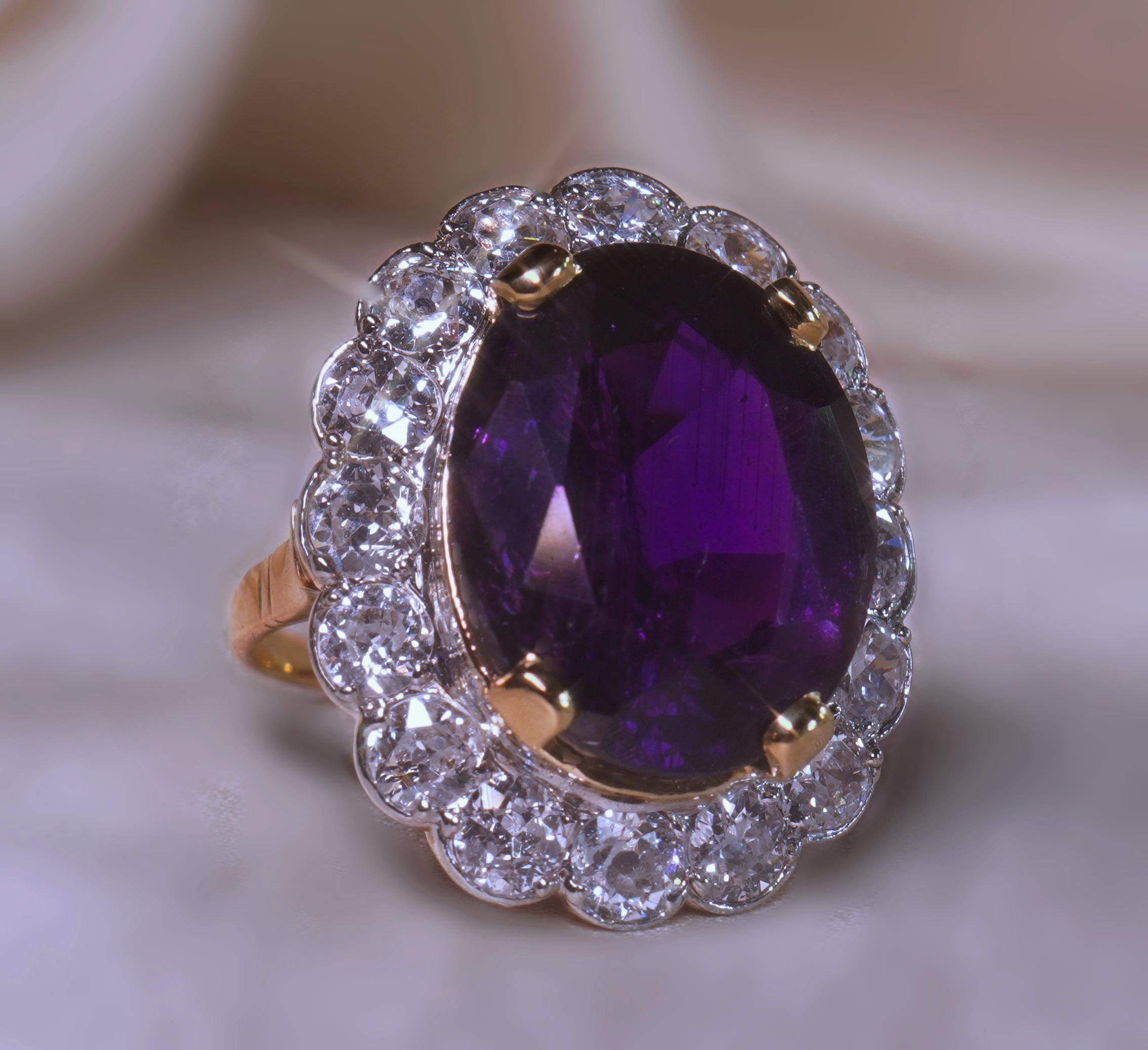 Platinum Sapphire Unheated Purple Diamond GIA Ring Antique Old Mine 17.37 CTS! en venta 4
