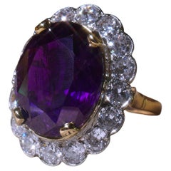 Platinum Sapphire Unheated Purple Diamond GIA Ring Antique Old Mine 17.37 CTS!