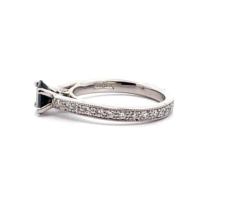 Platinum Scott Kay Ring with Oval 0.72 Ct Sapphire and 0.48 Ct Round Diamonds For Sale 2