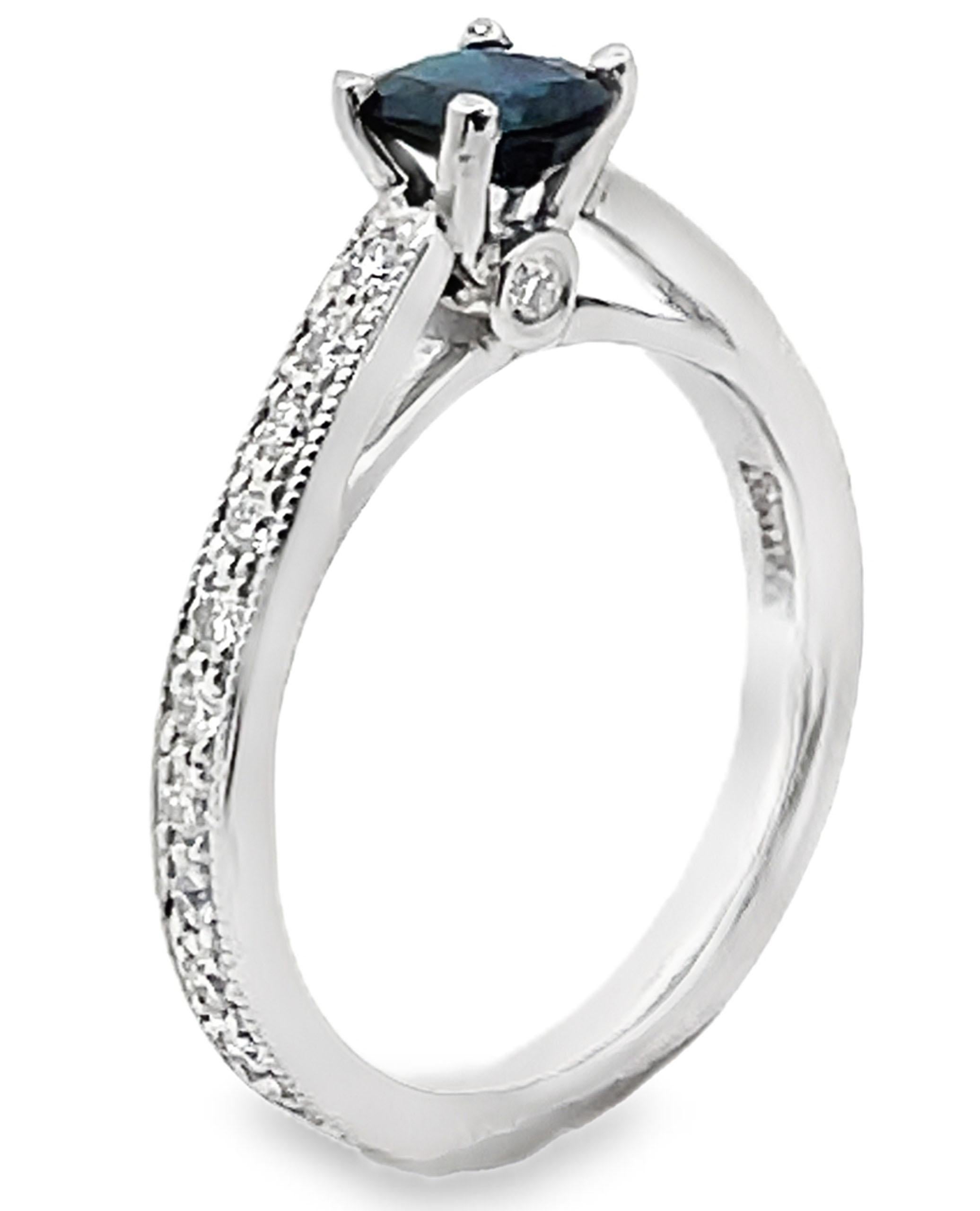 Platinum Scott Kay Sapphire & Diamond Ring In New Condition For Sale In Old Tappan, NJ