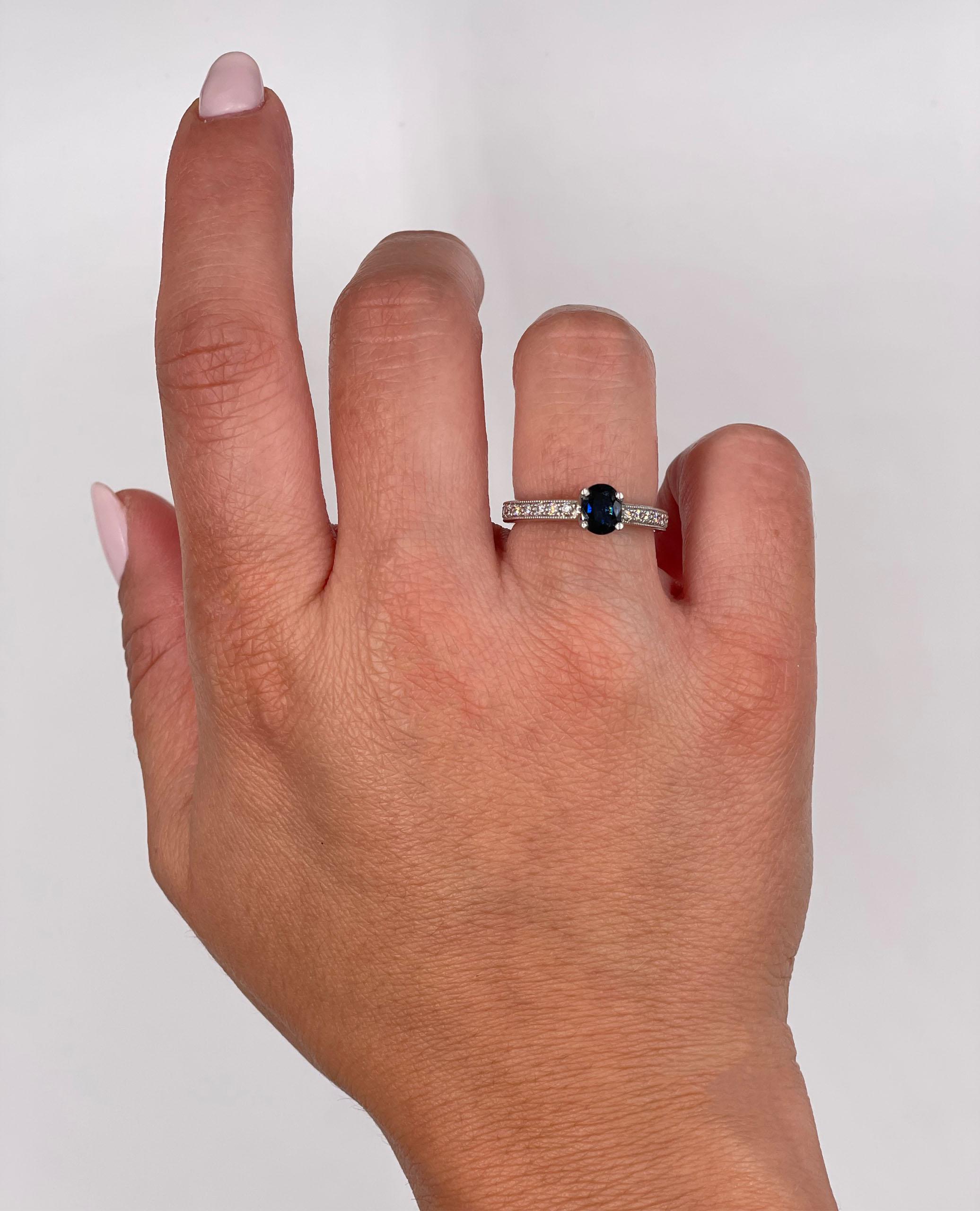 Women's Platinum Scott Kay Sapphire & Diamond Ring For Sale