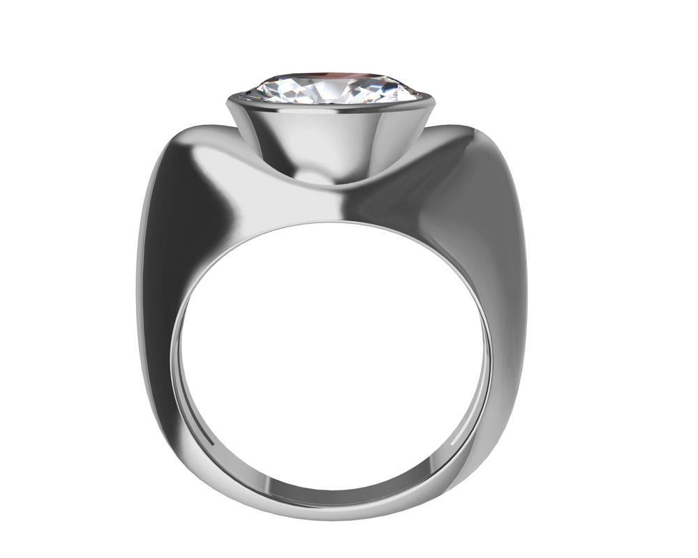 For Sale:  Platinum Sculpture GIA Diamond 2.02 Carats Ring 12