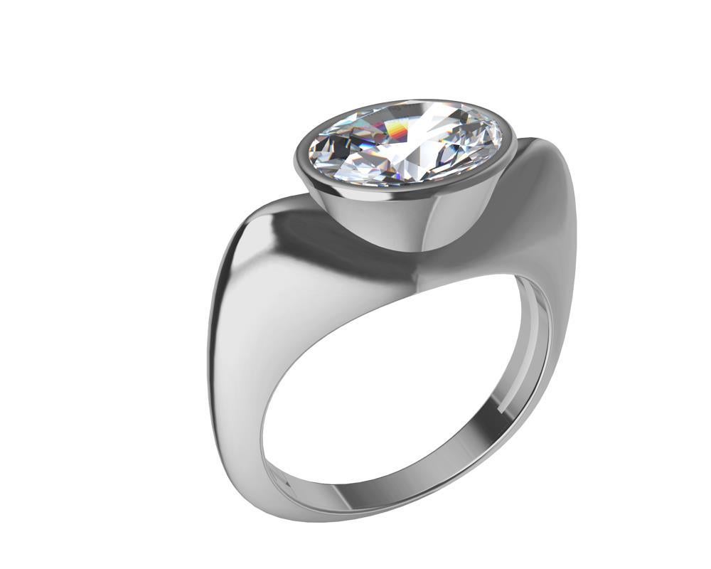 For Sale:  Platinum Sculpture GIA Diamond 2.02 Carats Ring 3
