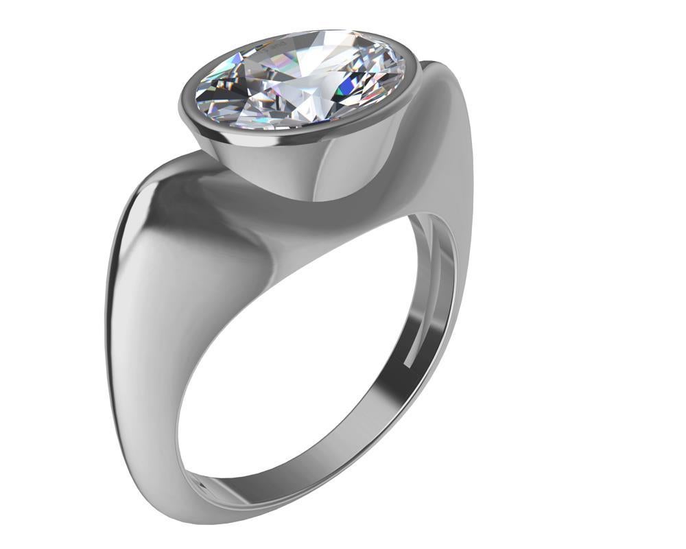 For Sale:  Platinum Sculpture GIA Diamond 2.02 Carats Ring 4