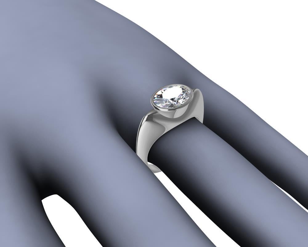 For Sale:  Platinum Sculpture GIA Diamond 2.02 Carats Ring 8