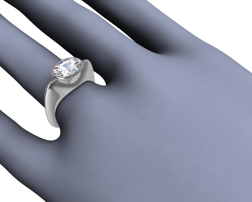 For Sale:  Platinum Sculpture GIA Diamond 2.02 Carats Ring 9