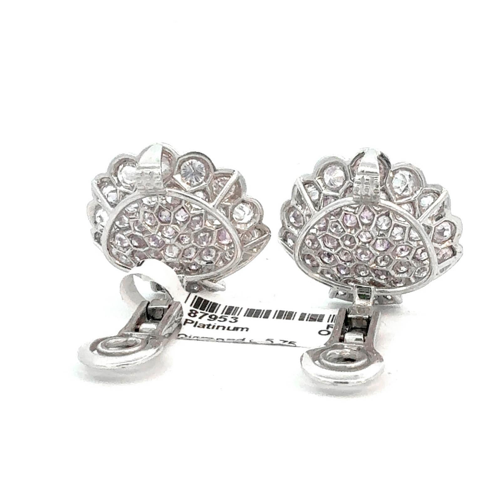 Boucles d'oreilles coquillage en platine 5.75 carats Pink Diamond et 7 diamants blancs, clip on en vente 1