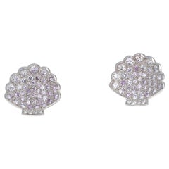 Orecchini in platino con conchiglia e diamanti 5,75 carati Pink e 7 diamanti bianchi, a clip