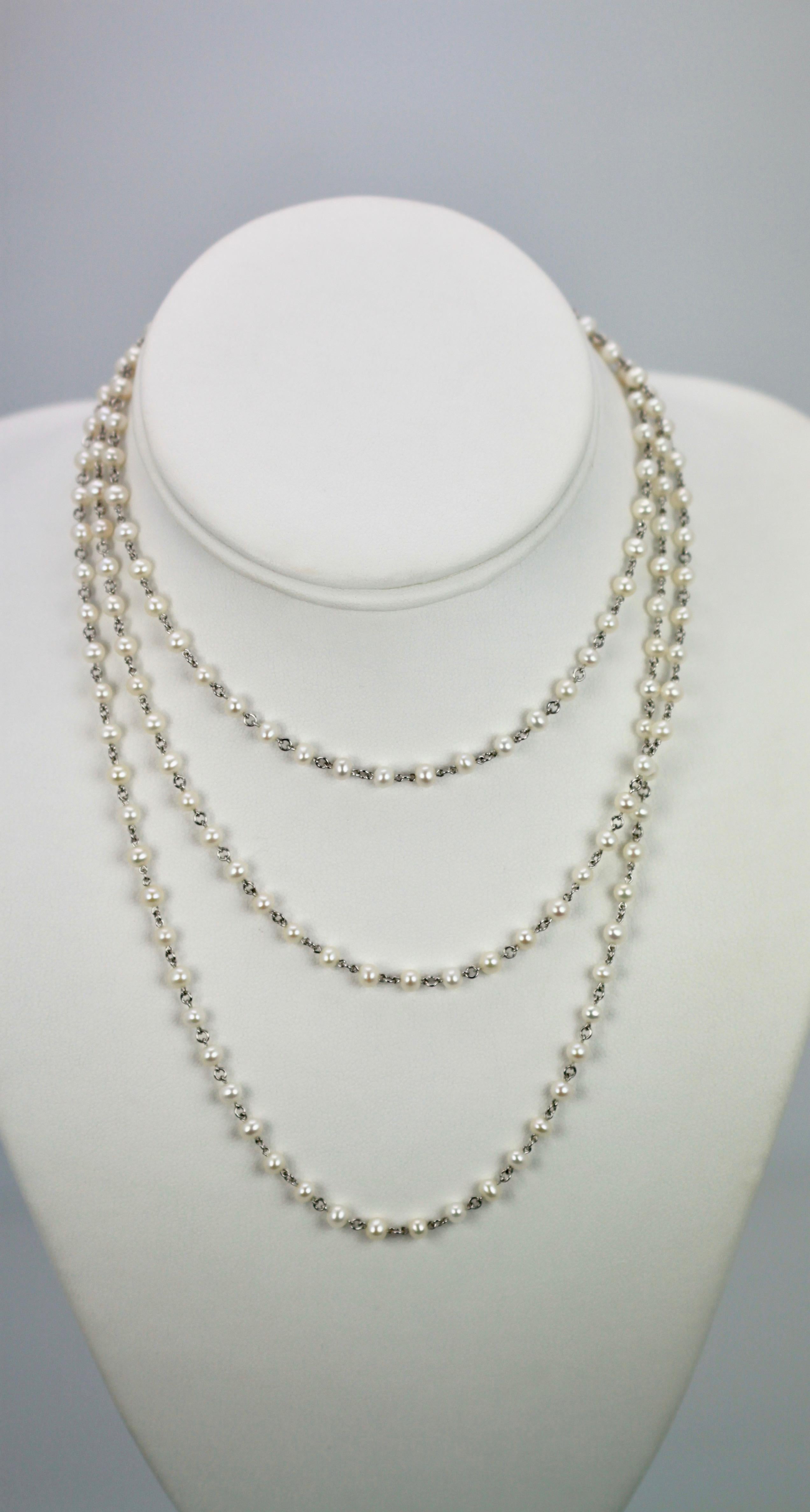 Platinum Seed Pearl Necklace 1