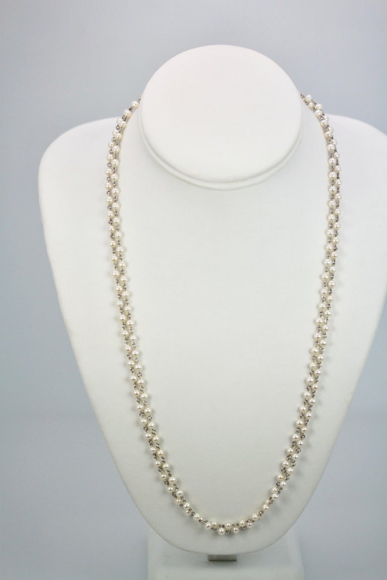 Platinum Seed Pearl Necklace at 1stDibs | seed pearl jewelry