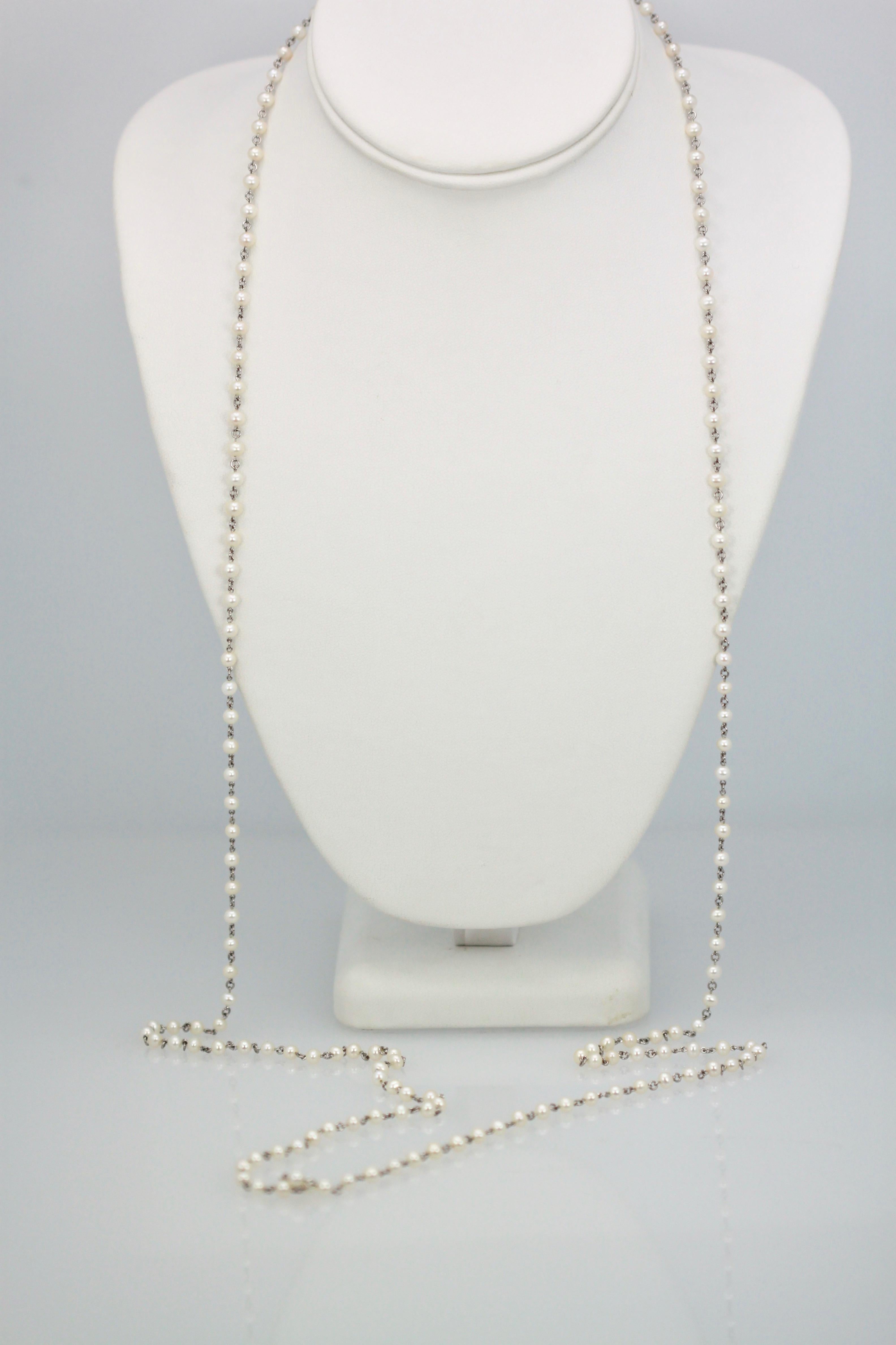 Art Deco Platinum Seed Pearl Necklace