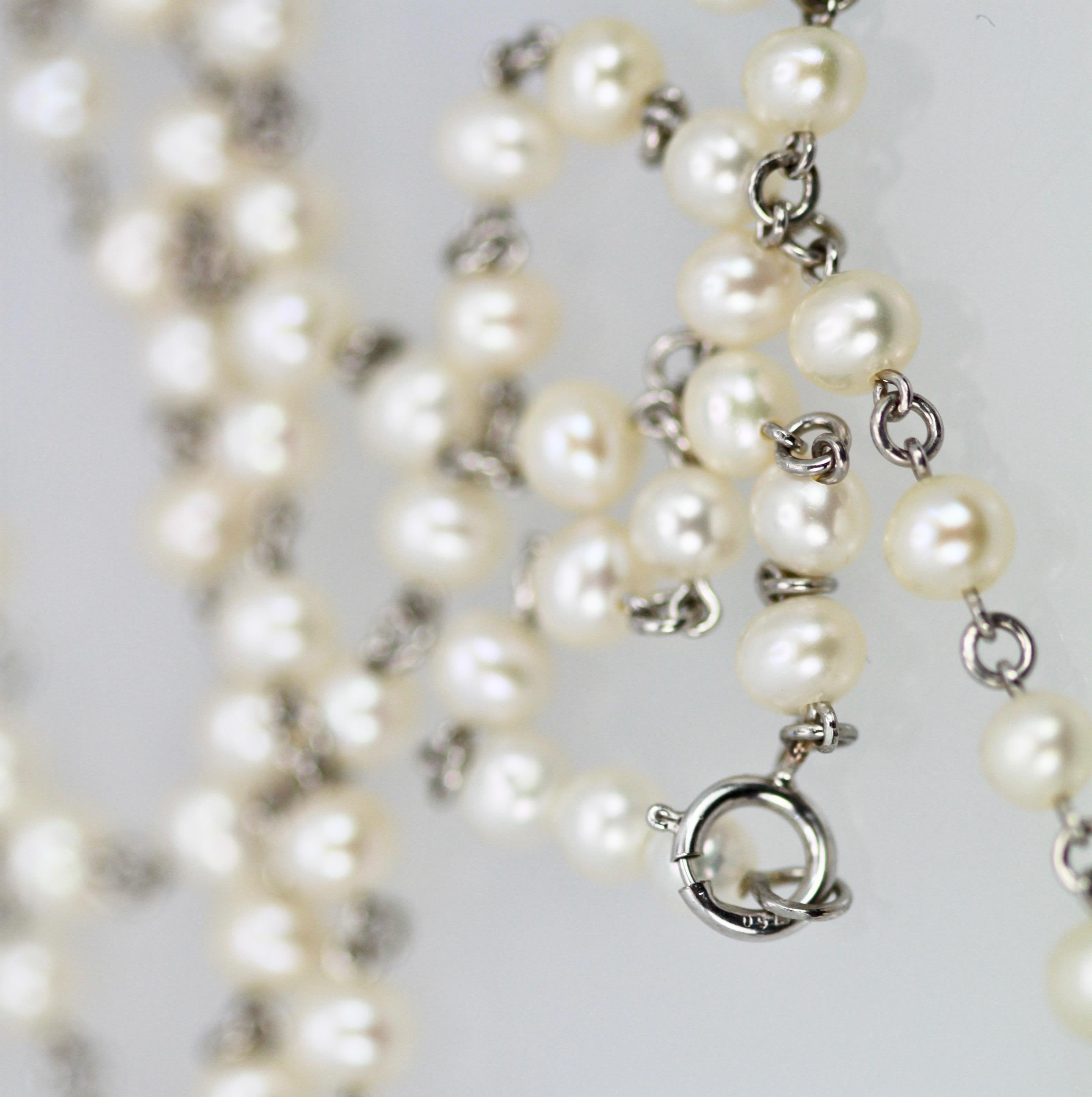 Women's or Men's Platinum Seed Pearl Necklace