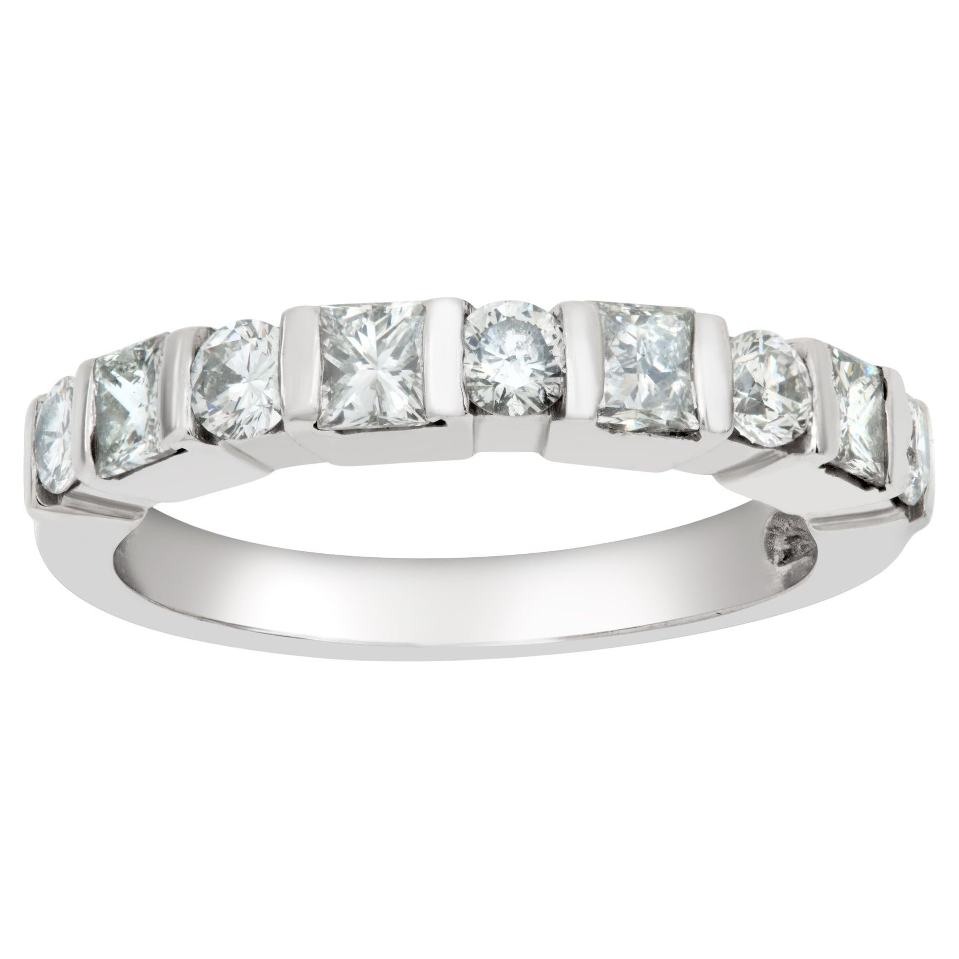 Platinum Semi Diamond Eternity Band and Ring Wedding, 1.00cts For Sale