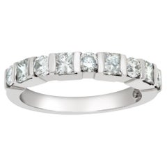 Platinum Semi Diamond Eternity Band and Ring Wedding, 1.00cts