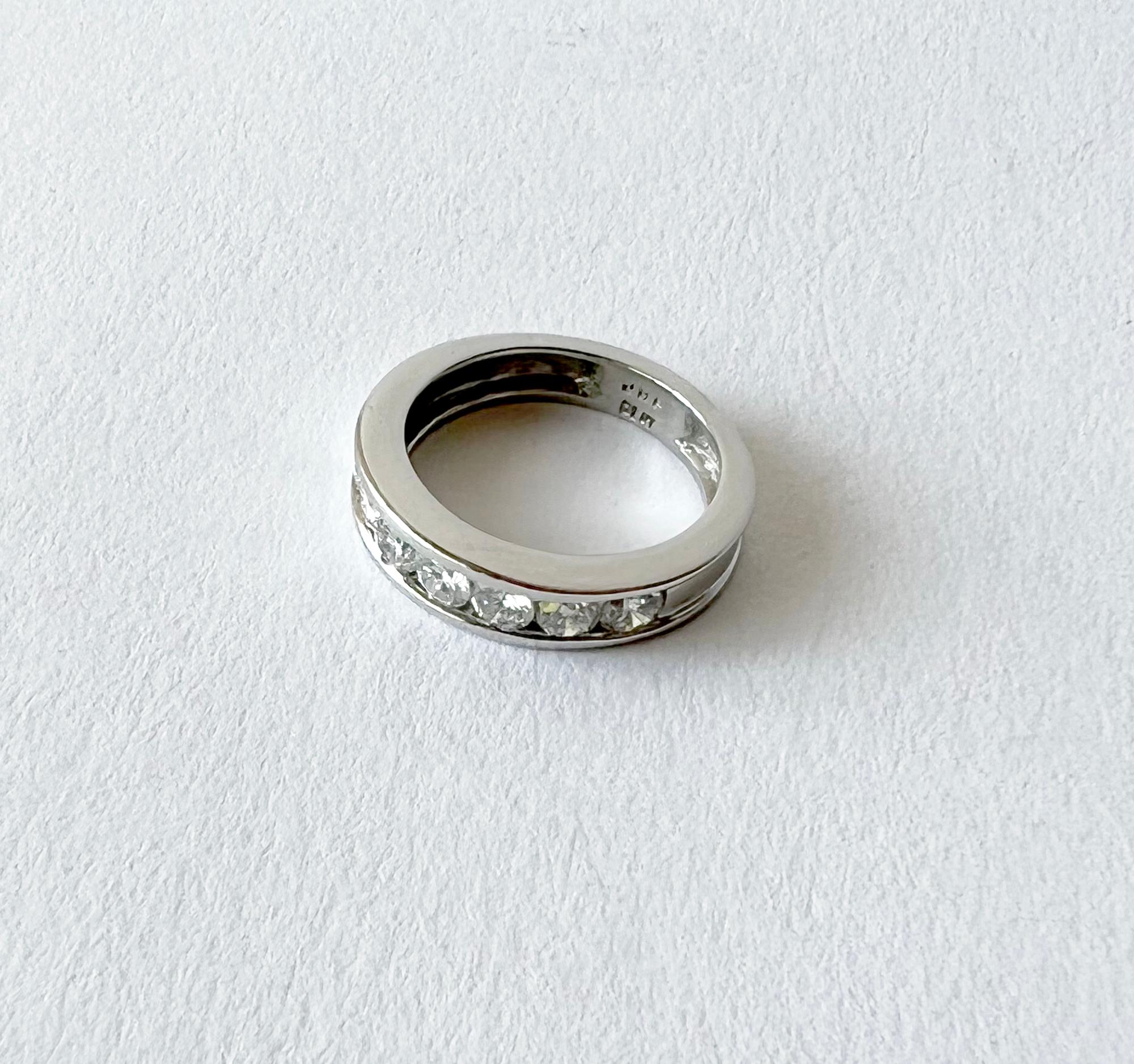 Contemporary Platinum Semi Eternity Channel Set Diamond Engagement Anniversary Band Ring