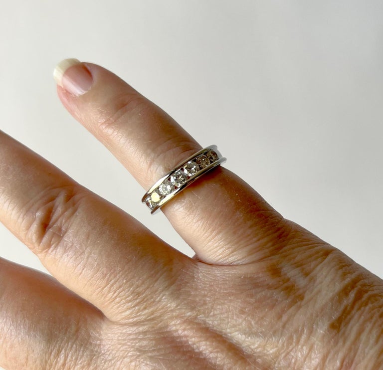Platinum Semi Eternity Channel Set Diamond Engagement Anniversary Band Ring For Sale 1