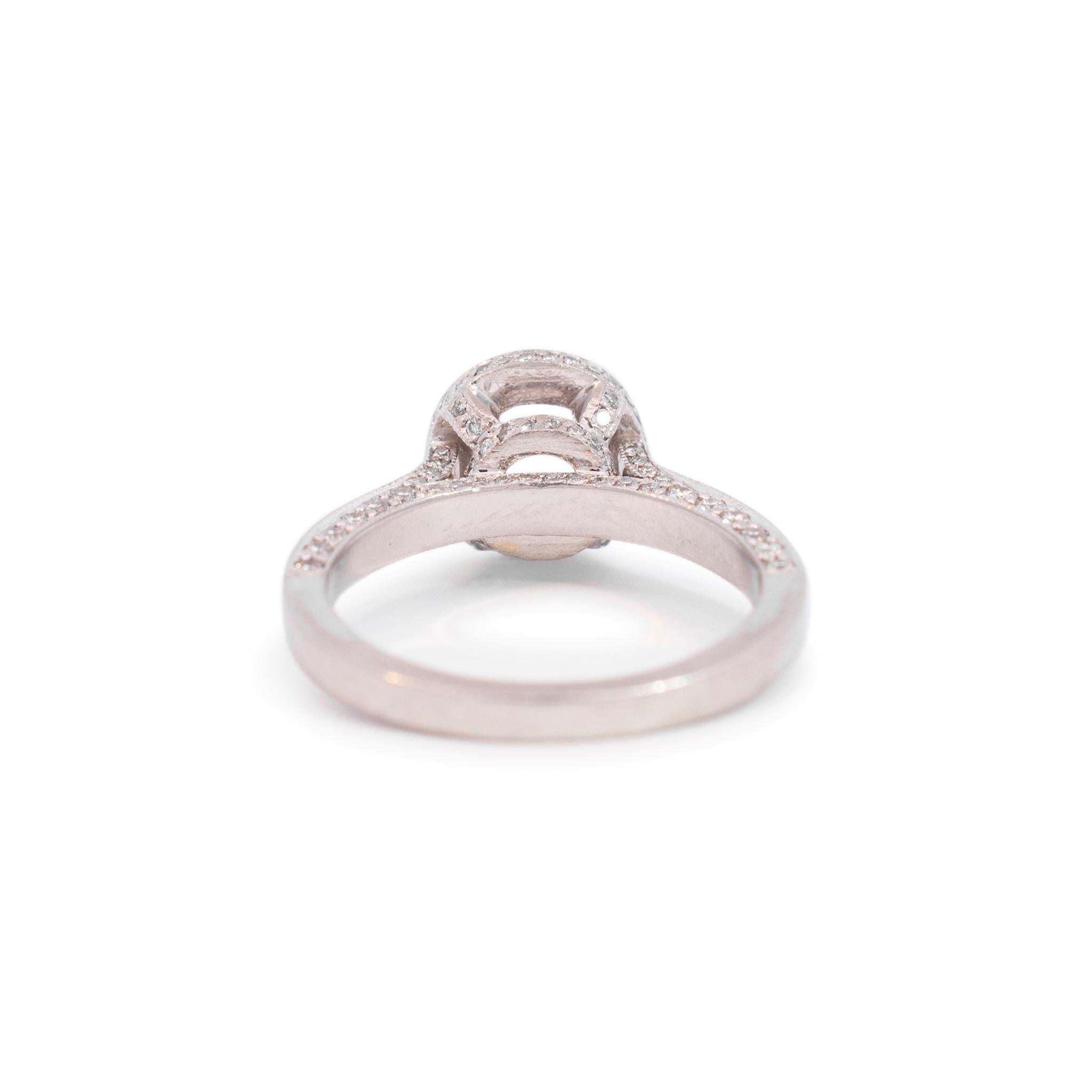 Women's Platinum Semi Mount Halo Diamond Engagement Ring