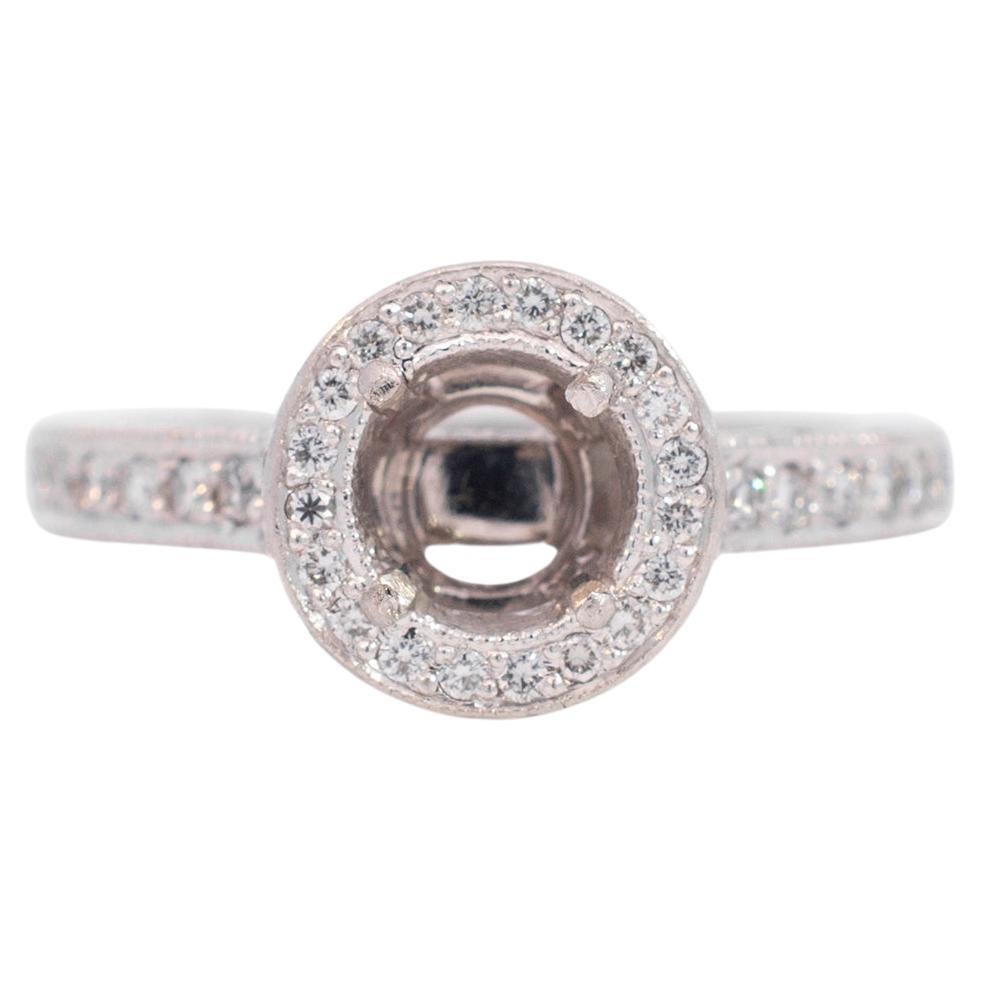 Platinum Semi Mount Halo Diamond Engagement Ring