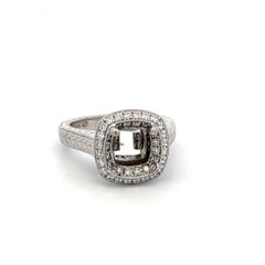 Platinum Semi Mount Ring with 0.74 Carat Round G-VS Diamonds Fits 6.75mm 1.00ct+