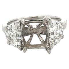 Anillo Semi Montura de Platino con Diamantes de 1,33 Quilates Talla 6,75x7,10mm F-SI1 GIA