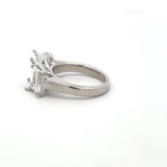 Platinum Semi Mount Ring with 2.48 Carat Emerald Cut G-VVS GIA Diamonds Size 4.5