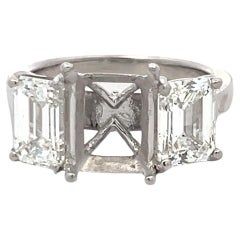 Platinum Semi Mount Ring with 2.48 Carat Emerald Cut G-VVS GIA Diamonds Size 4.5