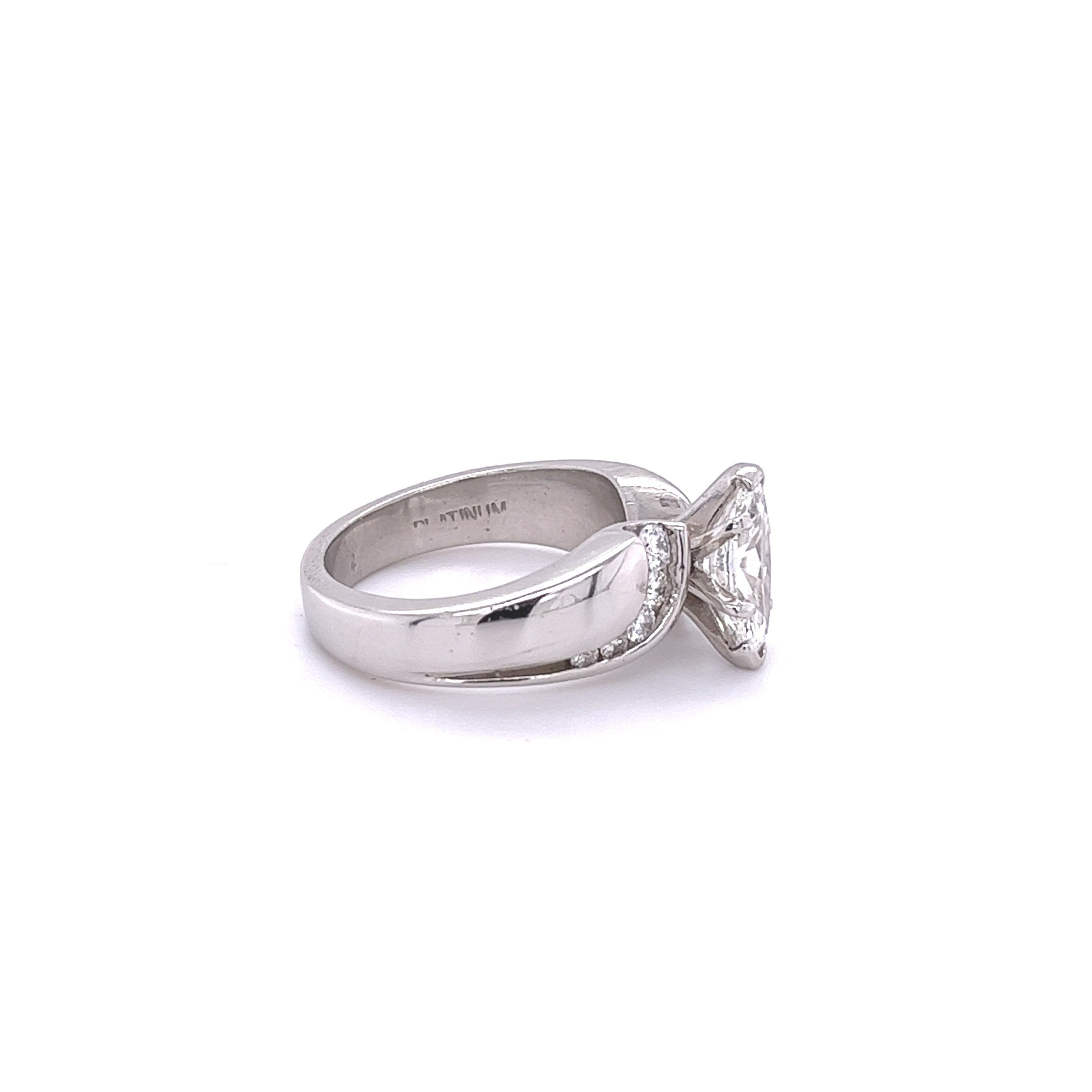 Art Nouveau Platinum Set 1.20 Carat, G, VS2, Marquise Diamond Engagement Ring For Sale