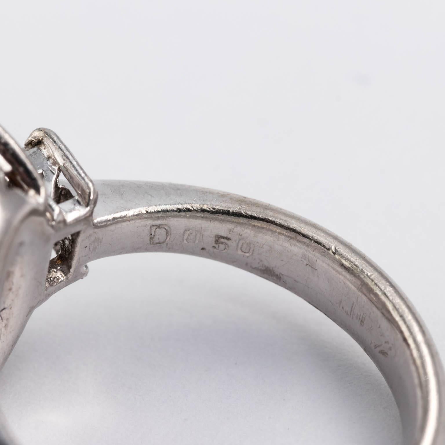 Women's Platinum Set Australian Semi Black Opal Diamond Ring