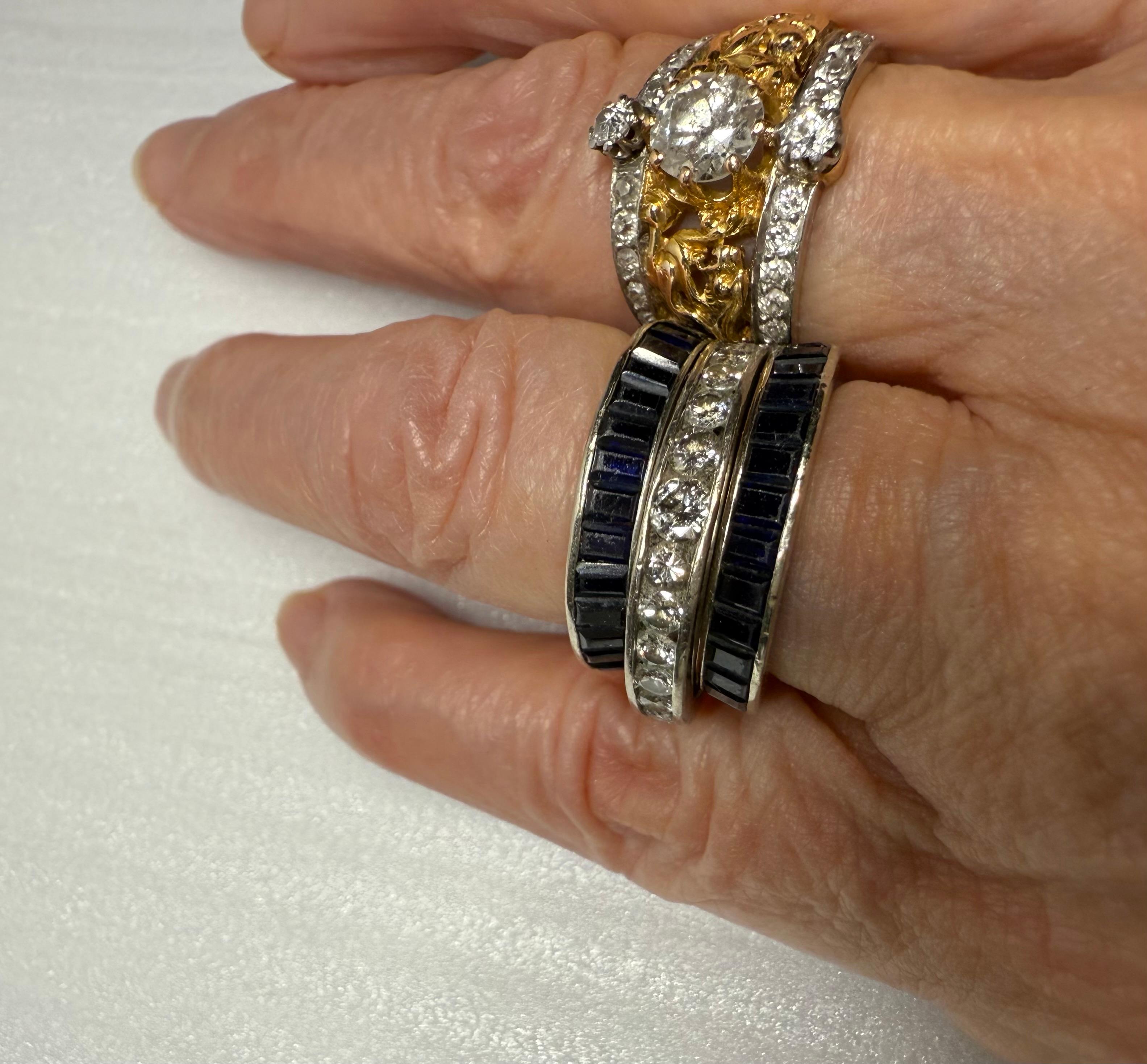 Moderno Fasce per l'eternità in platino con zaffiri e diamanti c. 1950-60 in vendita