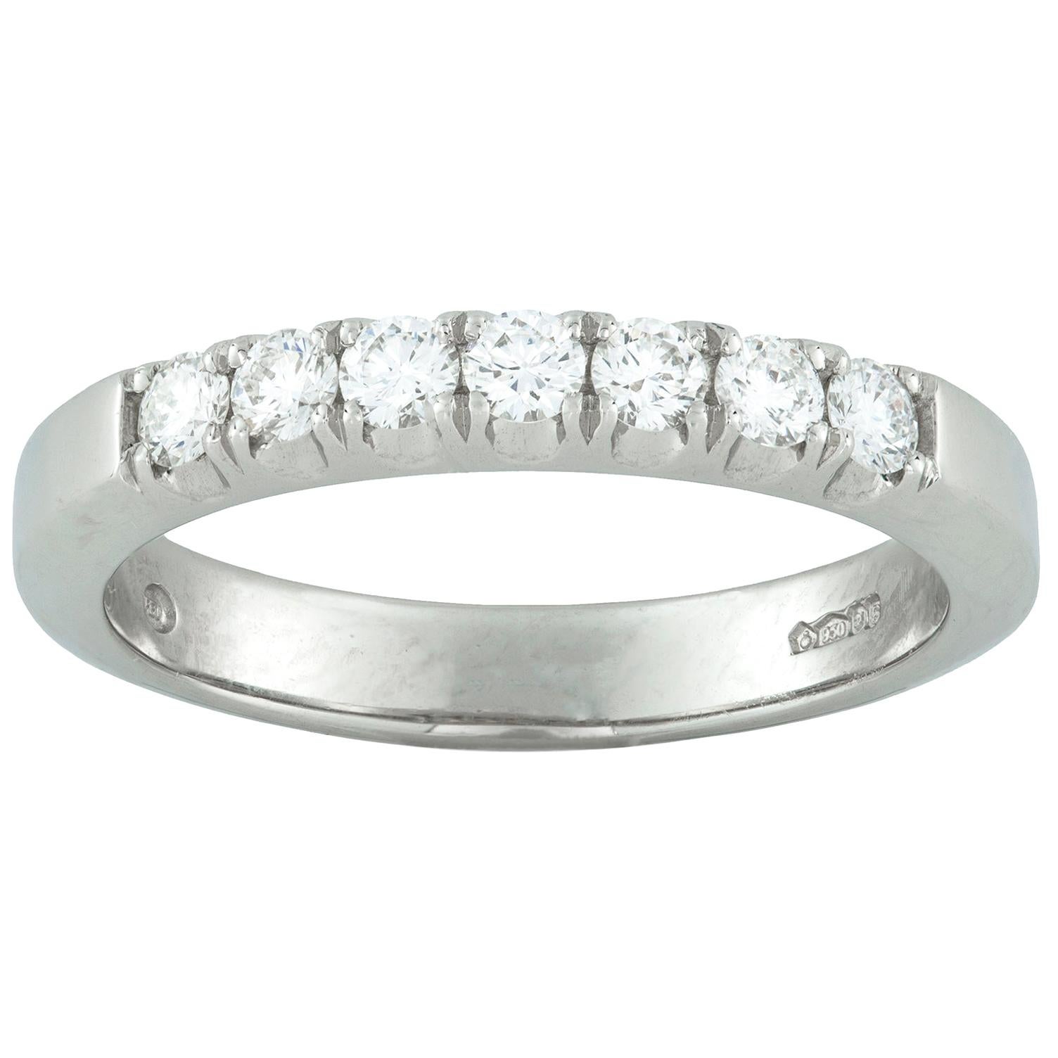 Platinum Seven-Stone Diamond Half Eternity Ring For Sale