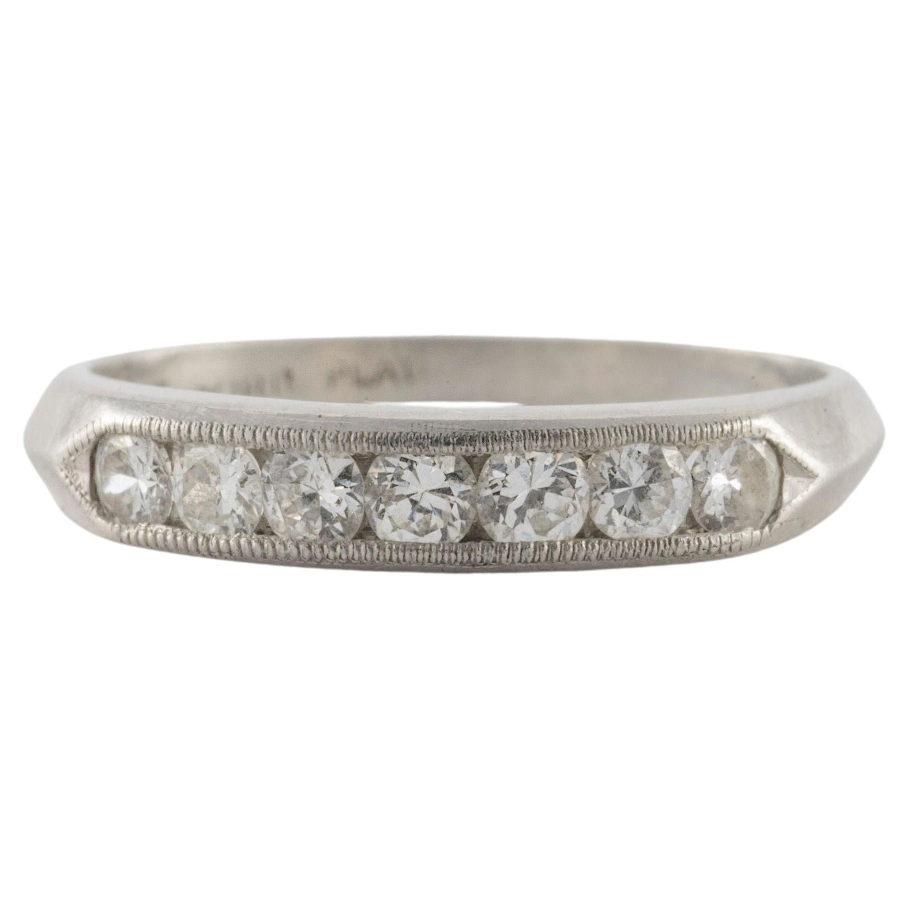 Platinum Seven Stone Diamond Wedding Band, Apffel Co For Sale