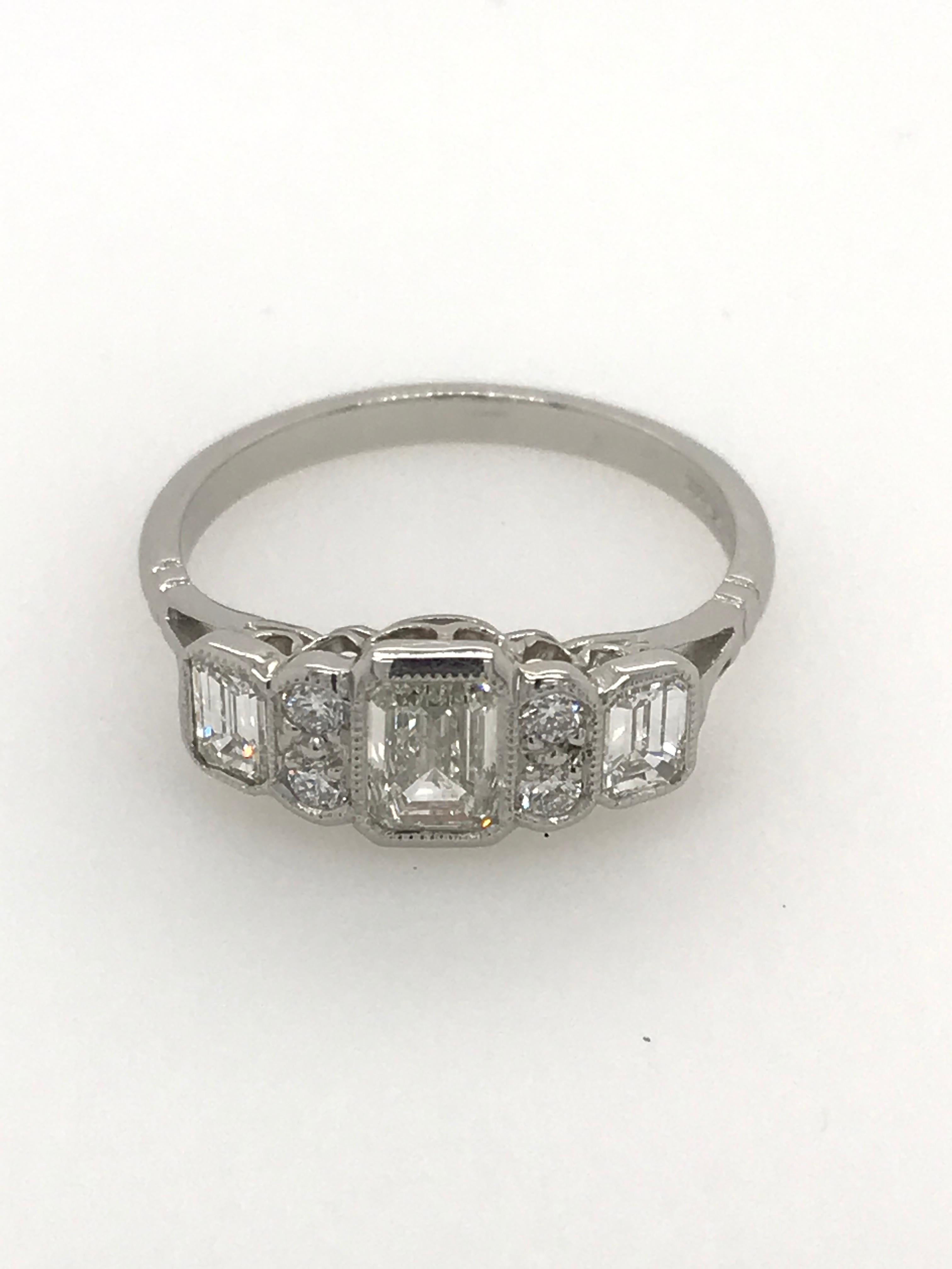 Platinum Seven-Stone Victorian Style Millegrained Diamond Ring 1