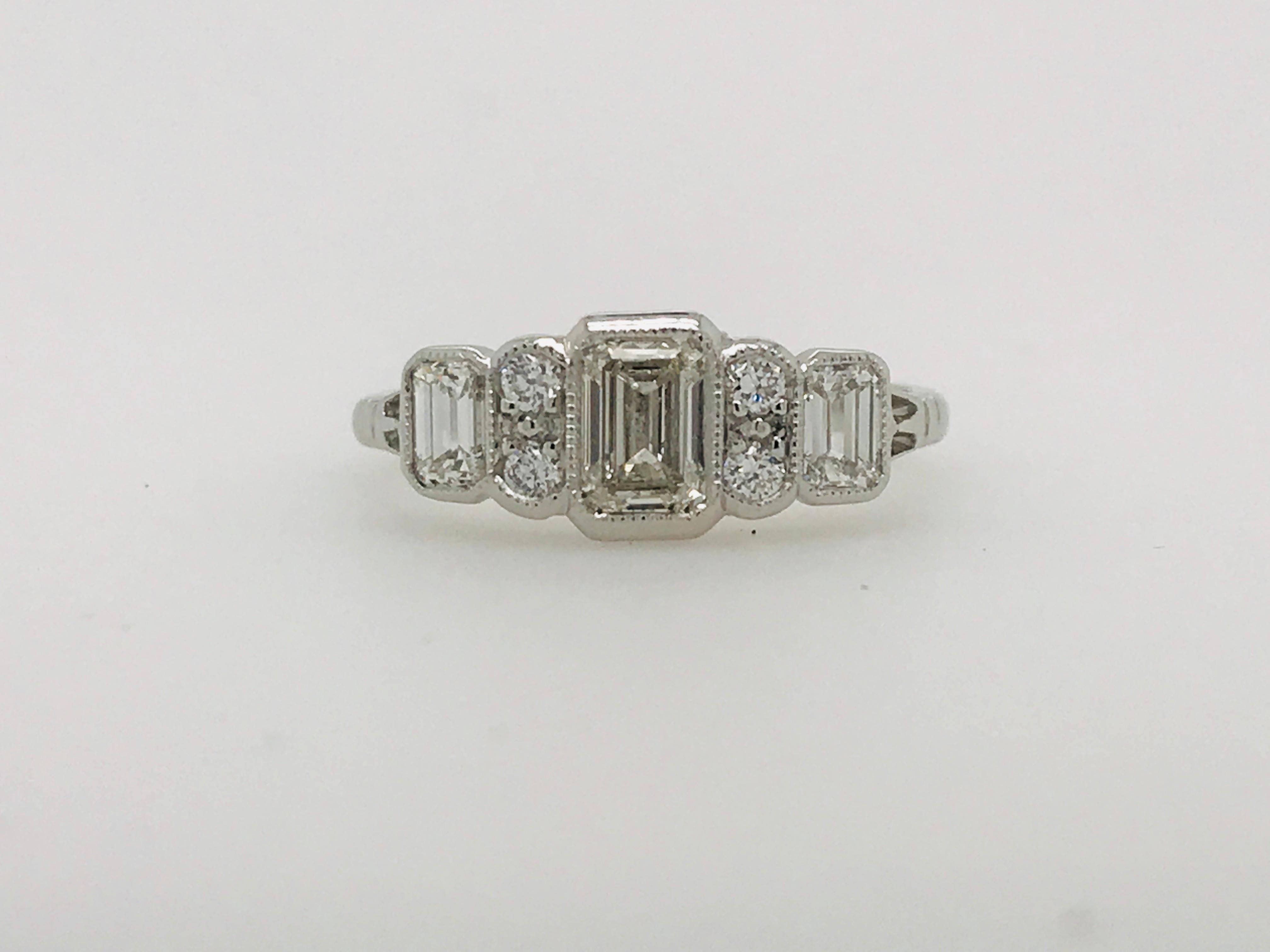 Platinum Seven-Stone Victorian Style Millegrained Diamond Ring 2
