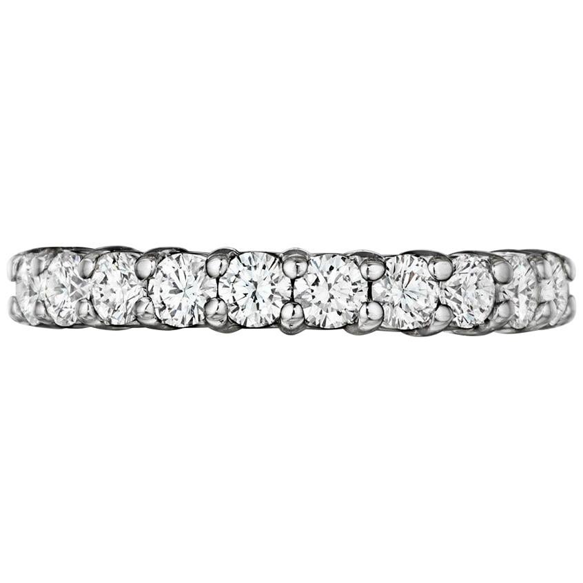 Platinum Shared Prong Eternity 1.83 Carat Conflict Free Diamonds with Gallery For Sale