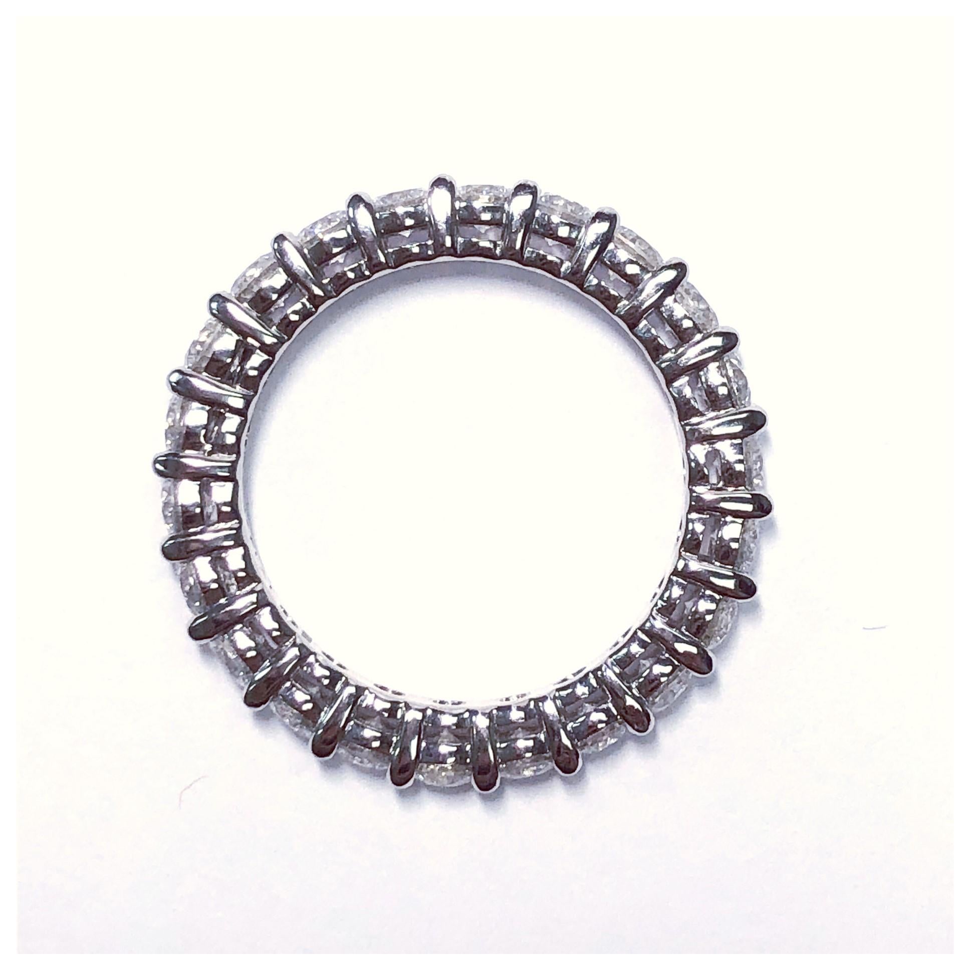 Modern Platinum Shared Prong Eternity 1.83 Carat Conflict Free Diamonds with Gallery For Sale