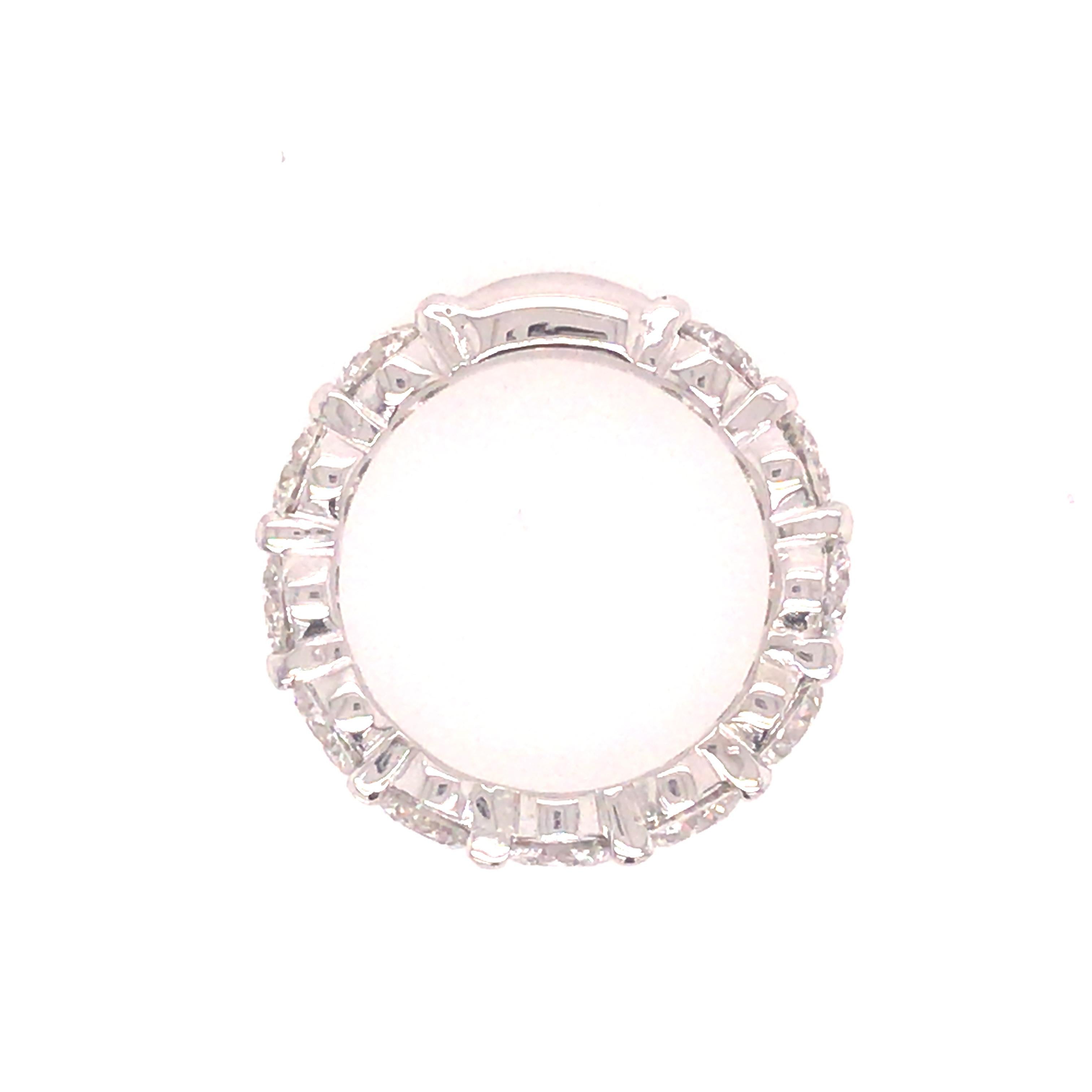 Platinum Shared Prong Round Diamond Eternity Band In Good Condition In Boca Raton, FL