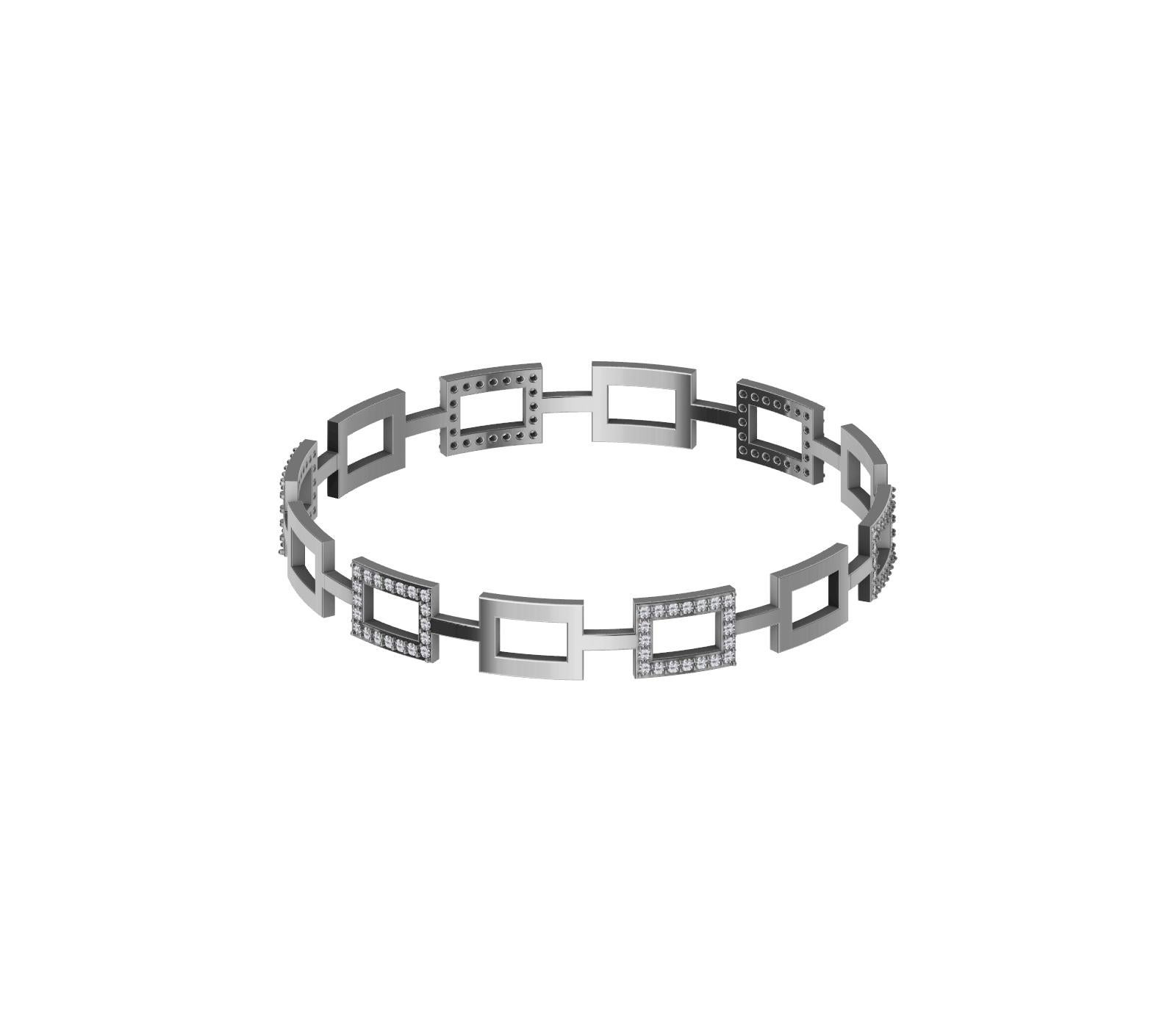 Pulsera Rectángulo Platino Plata Oro Diamante Contemporáneo