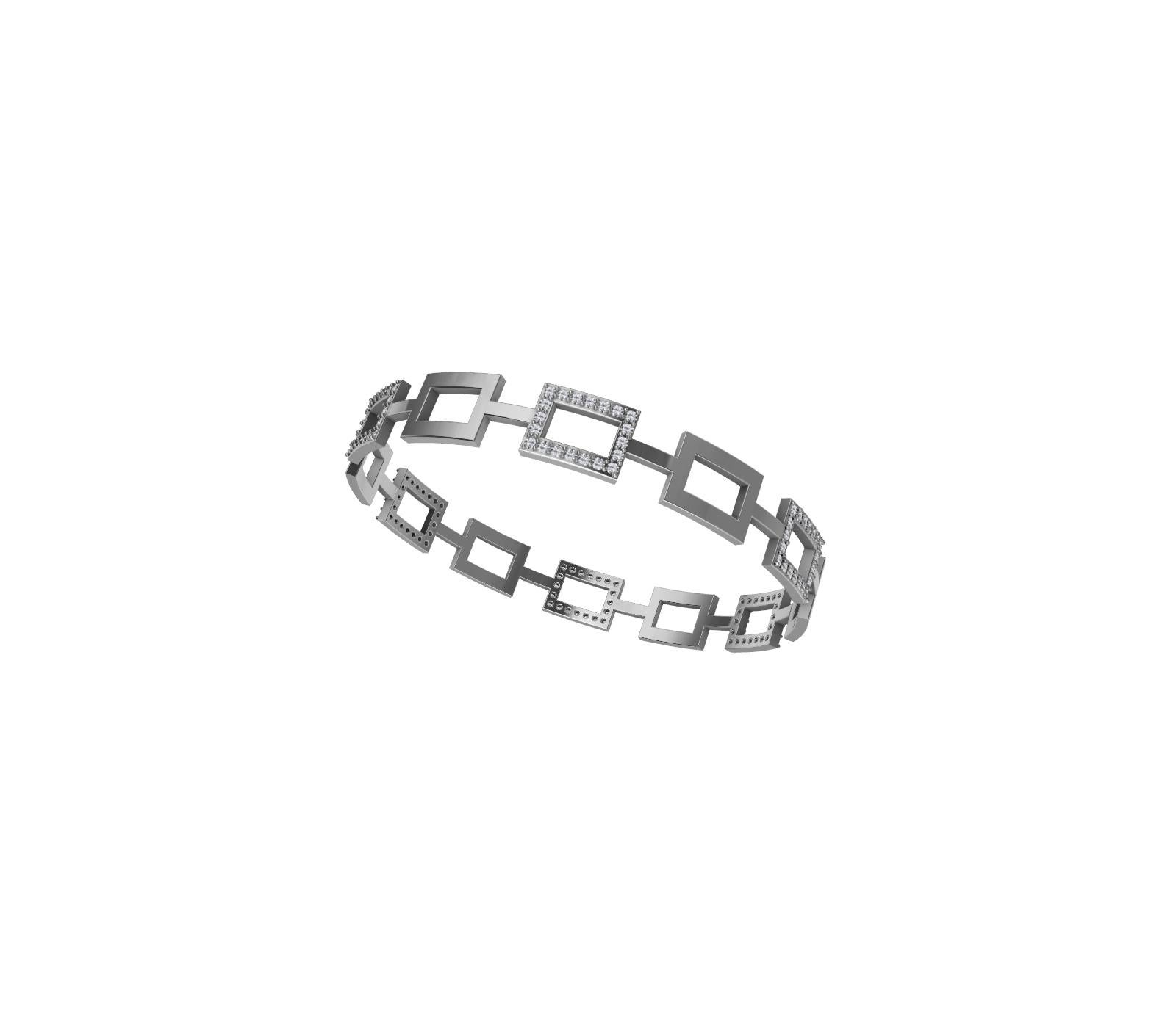 Pulsera Rectángulo Platino Plata Oro Diamante Corte redondo