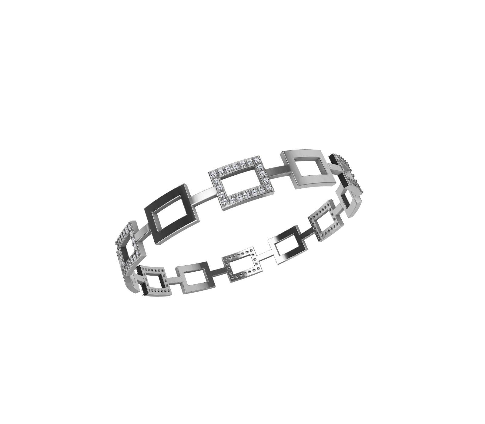 De las mujeres Pulsera Rectángulo Platino Plata Oro Diamante
